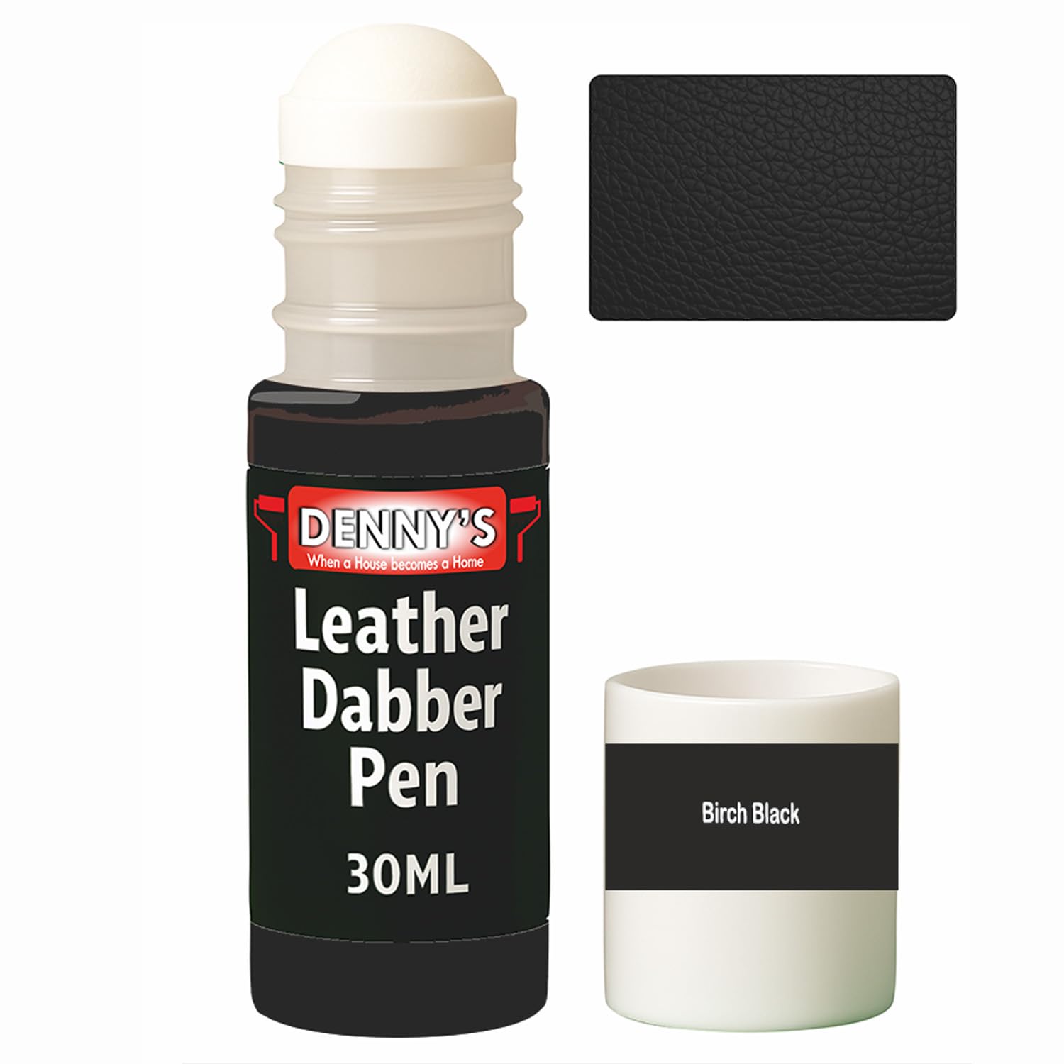 Leather Colour Restorer Recolouring Balm Repair Treatment for Faded & Worn Absorbent Leather Shoes, Boots, Jackets (11 Birch Black, Dabber Pen 30ml)