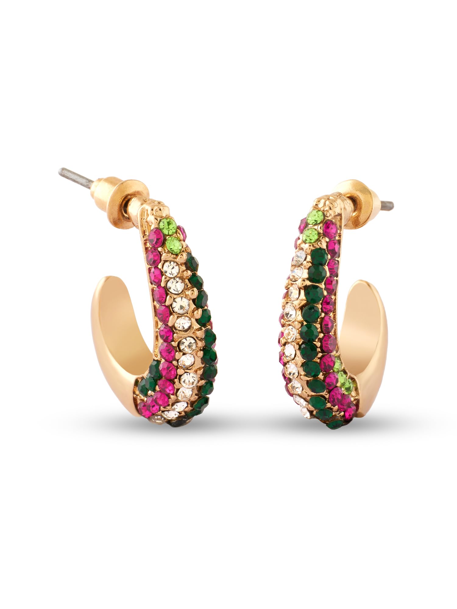 Zaveri Pearls Multicolor Dazzling Austrian Diamonds Contemporary Bling Semi Hoop Studs Earring For Women-ZPFK17624 (B0CWV1SNMQ) Amazon Price History, Amazon Price Tracker