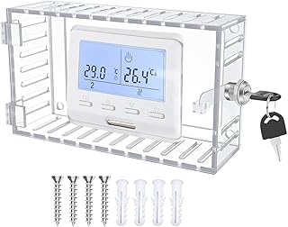 Wall Mounted Universal Thermostat Lock Box with Key, Large Clear Thermostat Cover Guard, Acrylic Thermostat Guards with Safety Lock for Thermostats, Restaurants, Wall AC Panel, School