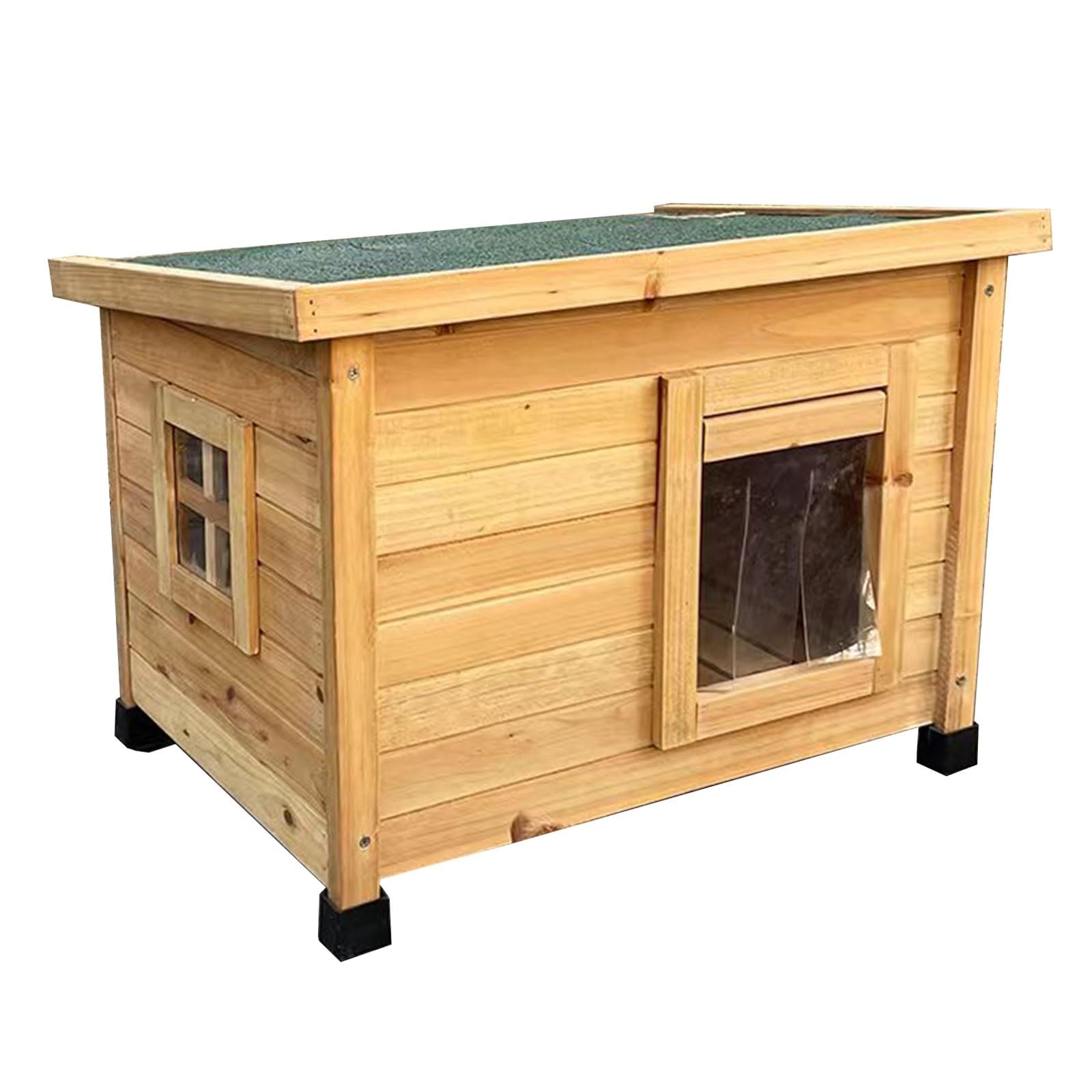 Amazon | 屋外用犬小屋 雨や雪に耐える防水傾斜屋根 通気口と高床を