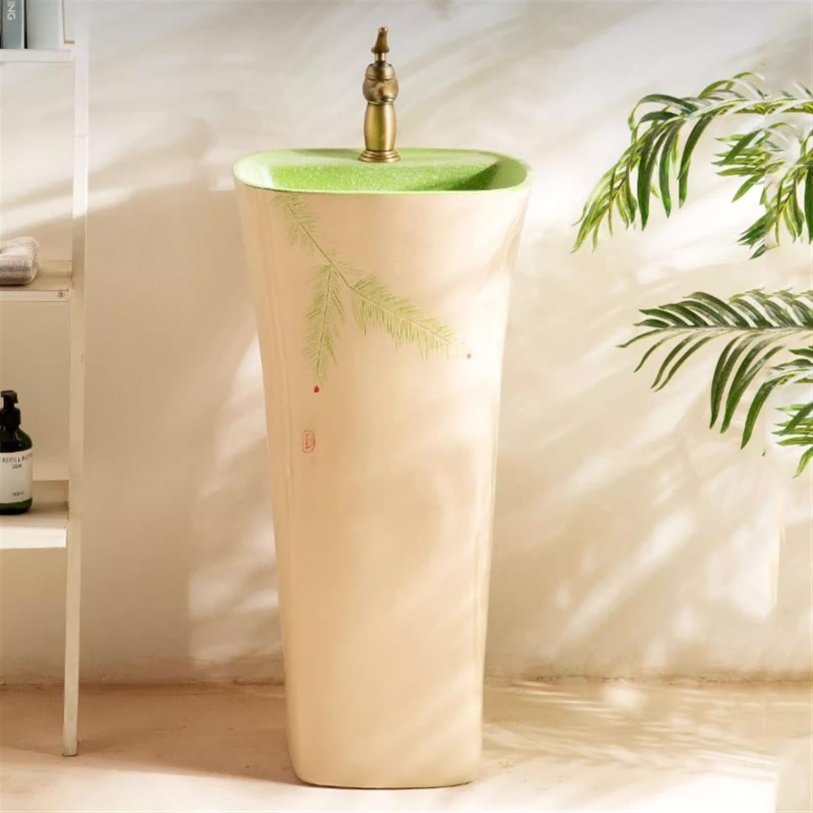 Umywalka na cokole, ceramiczna umywalka, łazienka balkon cokole umywalka z pojedynczym otworem na baterię, umywalka stojąca, umywalka wewnętrzna i zewnętrzna, umywalka stojąca, B