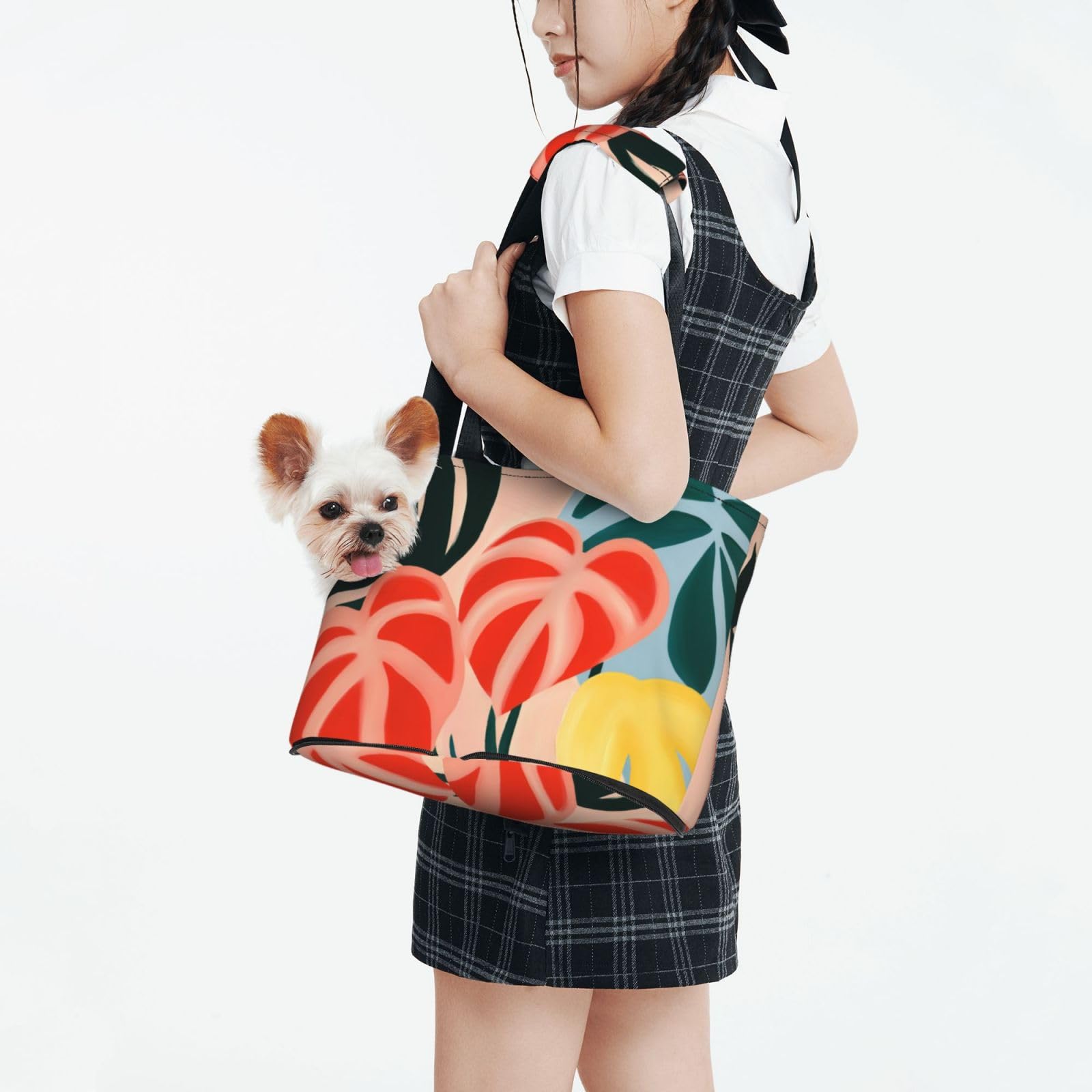 Tropical Plants Boho Vintage Pet Sling Carrier for Small Dog Cats Puppy Portable Tote Bag Pouch for Outdoor Travel Hiking