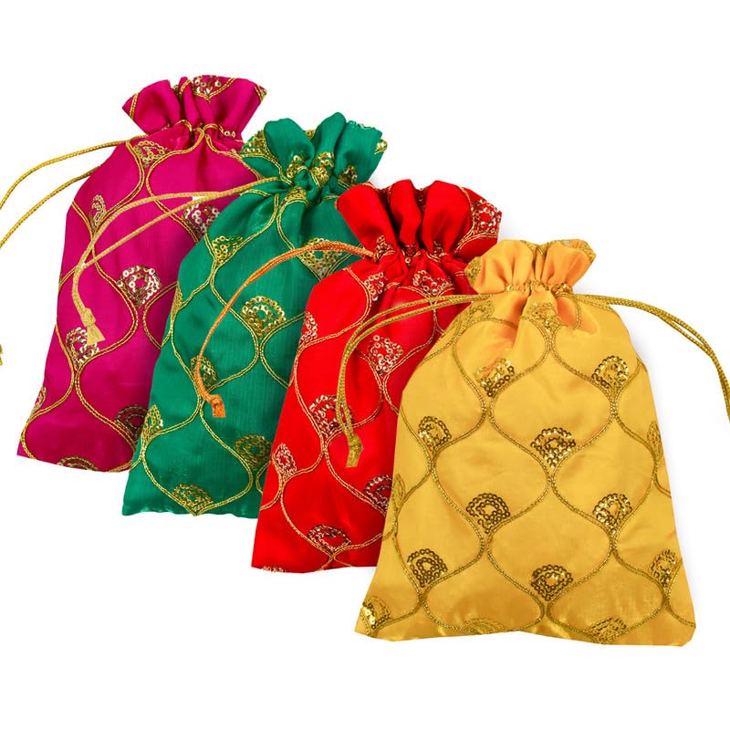 Dulhan DLC Silk Fabric JHAROKHA Potli Bags for potlis for return gifts bulk with Heavy Sequin Work, Set of 15 Medium Size Multicolor Women Handbag 7 x 9 inches (B0CKVM1GRZ) Amazon Price History, Amazon Price Tracker