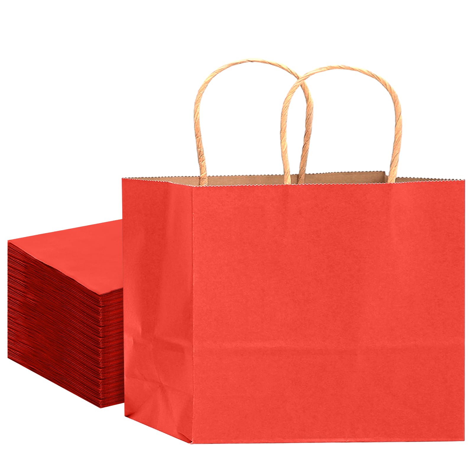 Gcardist Pack of 16 Paper Gift Bags with Handles Bulk 32 x 25 x 11 cm Red Bags Multiple Uses (13 x 4.5 x 10 inches, Wide Large)