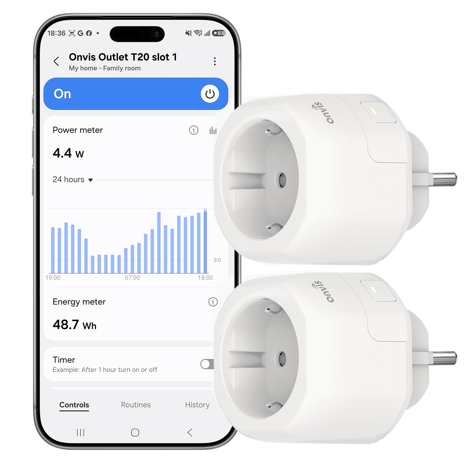 Onvis Prise intelligente Matter via filetage, mesure de l'énergie et protection contre les surcharges