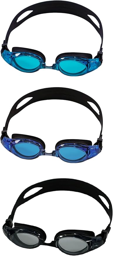 3 Pack Unisex-Adult Swim Goggles Ages 8+ with 3 Durable Cases