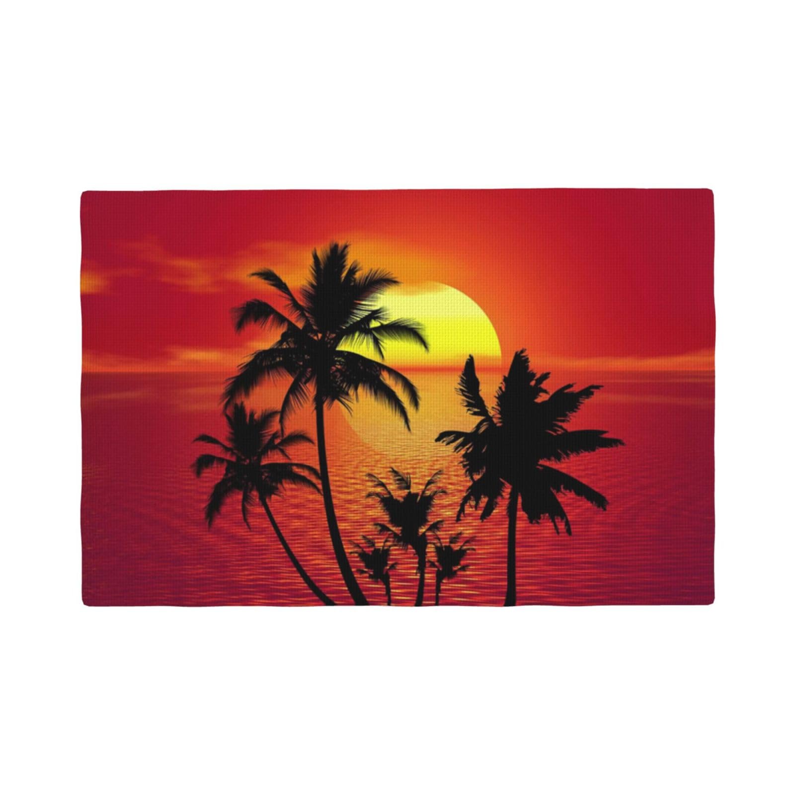Set de table tropical antidérapant lavable pour cuisine et salle à manger