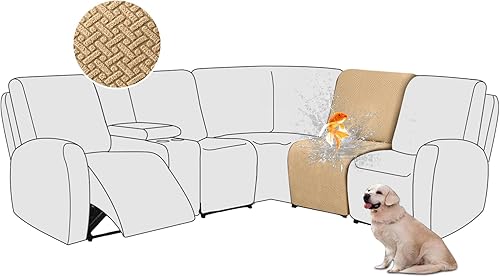 Miniatura 112 de ALIECOM Fundas 100% impermeables para sofá seccional reclinable en forma de L, funda elástica para sofá seccional reclinable de esquina, protector