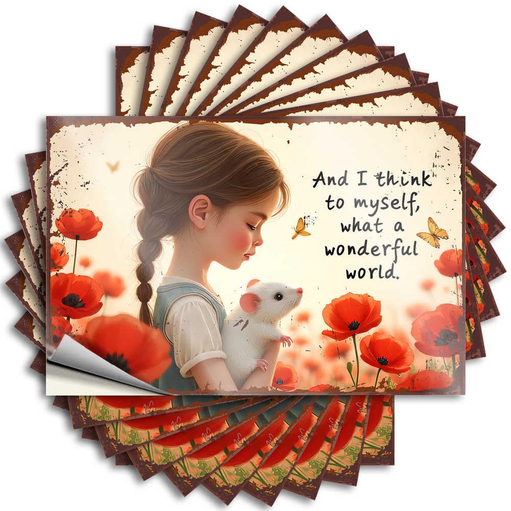 Tattoo - Positive Laptop Whispering Wonders: A Child's Heartfelt Reflection Amidst Nature' for Student Bedroom Accessories(6X9CM)