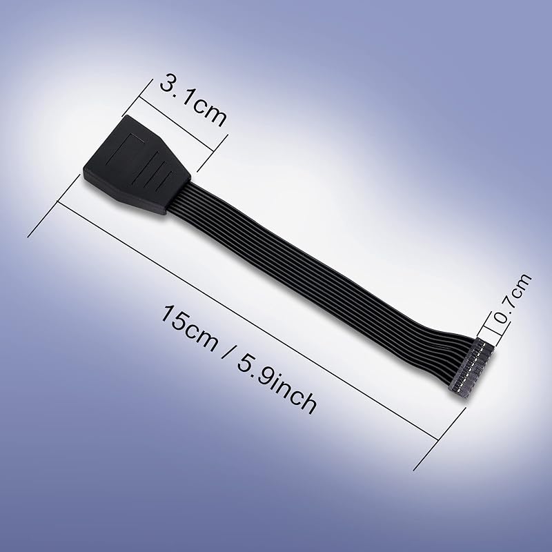 GINTOOYUN USB 3.0 Belső Hosszabbító Kábel 19/20 Pin Apa-Anya Csatlakozóval, 15cm, Fekete, Alaplapi USB Bővítéshez