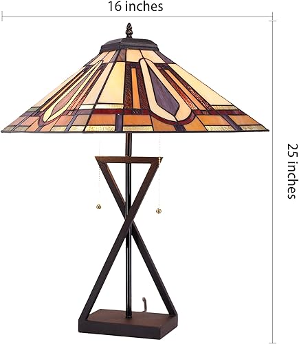 Miniatura 2 de AVIVADIRECT Tiffany - Lámpara de mesa con vitrales, estilo misión, luz de lectura de escritorio W16H25 pulgadas