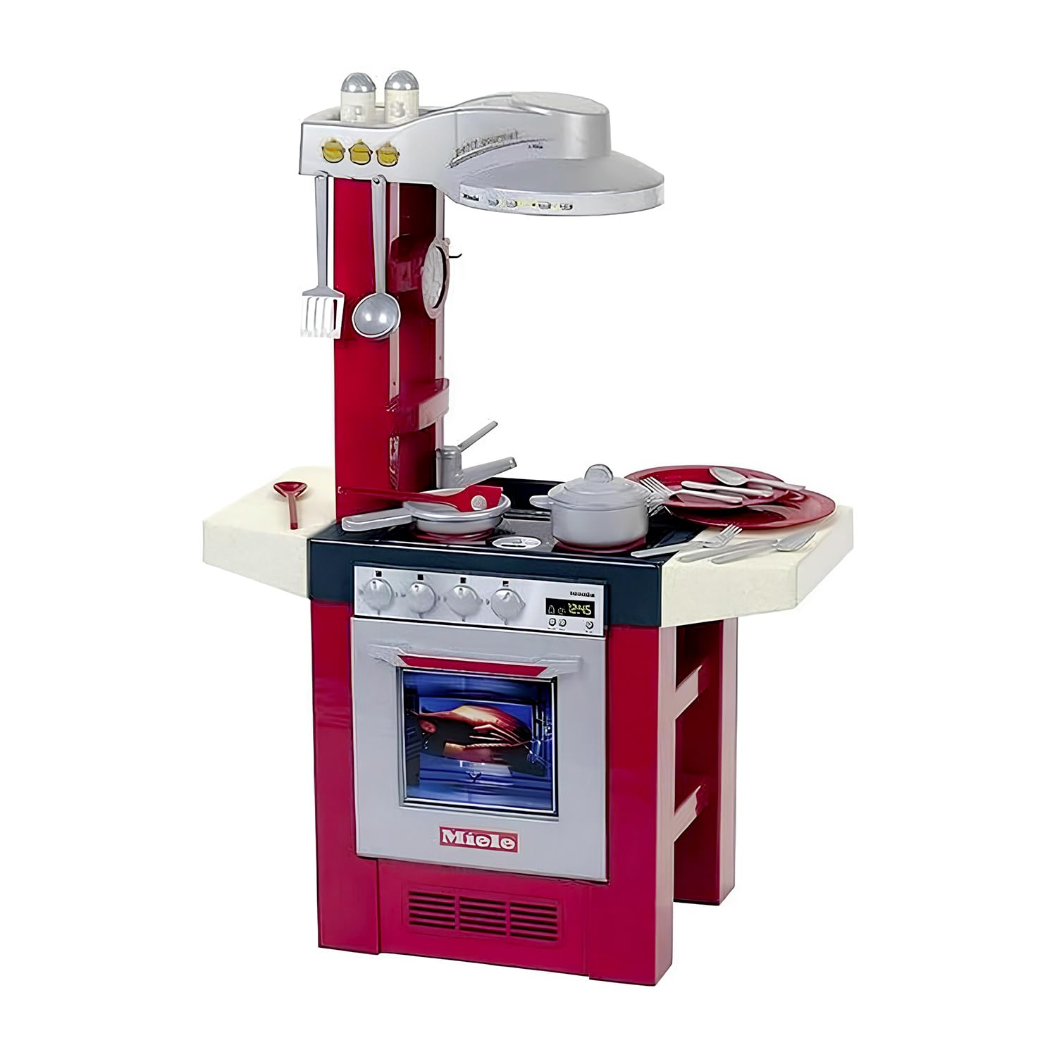 Theo Klein| Miele kitchen Petit Gourmet I play kitchen including hotplate with sound I oven, dishwasher, dishes and much more. I Dimensions: 69 cm x 33 cm x 95 cm I Toys for children aged 3 and over