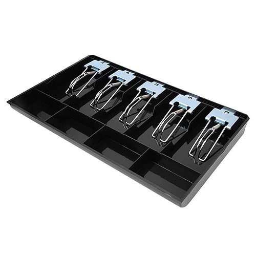Caja registradora de cinco rejillas, cajón de dinero, caja de 5 rejillas de metal con clip de metal, bandeja de efectivo de 5 rejillas, para cajones
