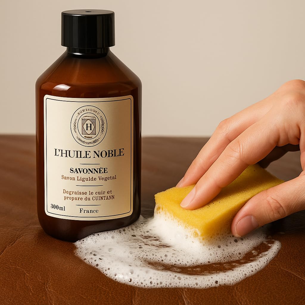 Kit Entretien Cuir Complet – Huile CUIRTANN + Savon végétal + Éponge + 2 Carrés Coton Satiné + Notice – Naturel & Fabriqué en France