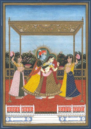 Aquarelle Radha et Krishna cadeau culturel idéal pour passionnés d'art