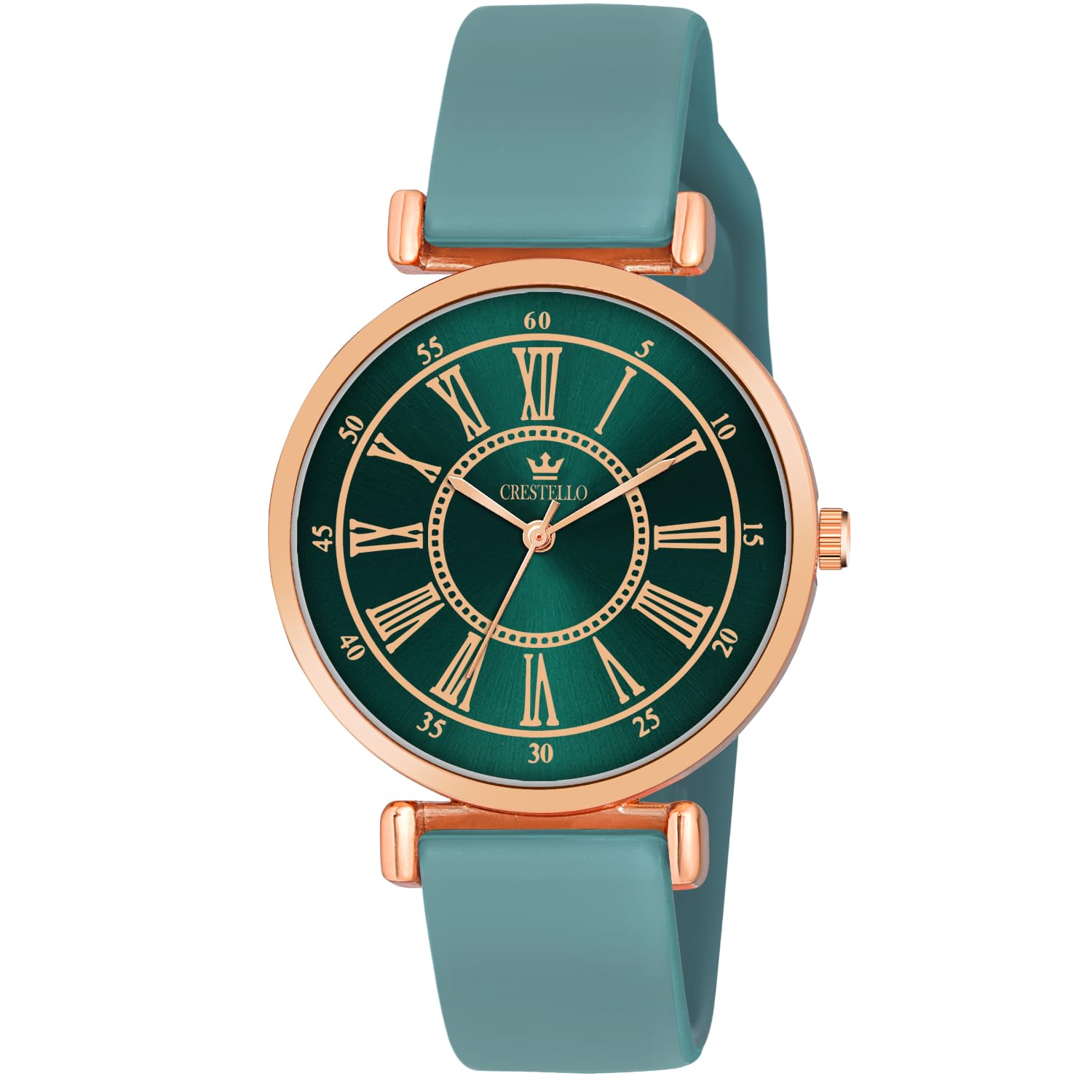 Pink/Green/Blue/Black Silicone Strap Analog Wrist Watch for Women (Copper/Green/Blue/Silver Dial) | CR-LR359-image-25