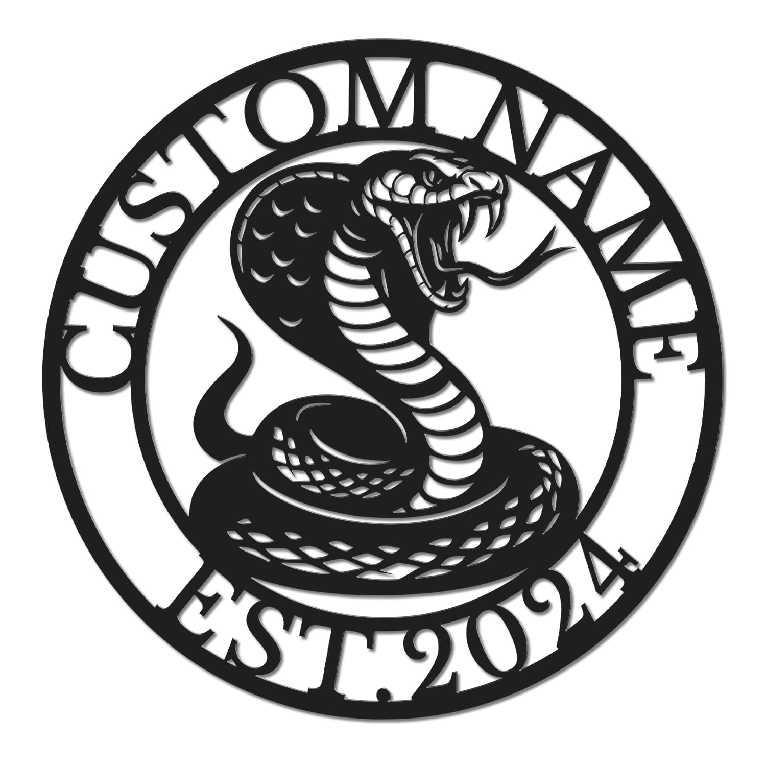 Herbraa Style-2 Personalized King Cobra Snake Metal Wall Art, Custom Reptile Lover Name Sign, Venomous Snake Decor For Man Cave, Reptile Room & Home Office (Style-2)