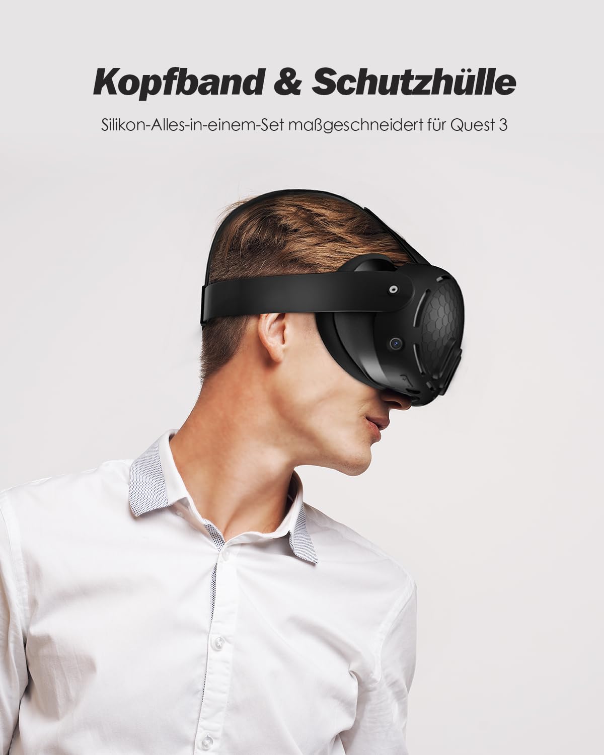SUPERUS Head Strap & Shell Schutzhülle Kompatibel mit Meta Quest 3 Zubehör - Neuestes Alles-in-einem Silikon-Design, Verstellbarer Leichter Elite Strap Ersatz für Meta/Oculus Quest 3