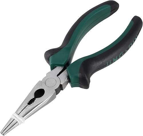 Miniatura 3 de HOIGON Paquete de 12 alicates de punta de aguja de 6 pulgadas, alicates de punta de aguja con resorte con cortador de alambre y peladores, alicates