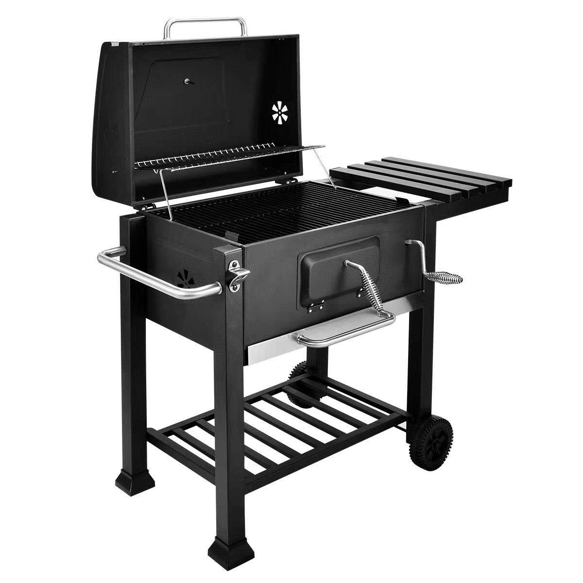Gr8 Garden Large Charcoal Big Square BBQ Grill Cart Trolley Barbecue