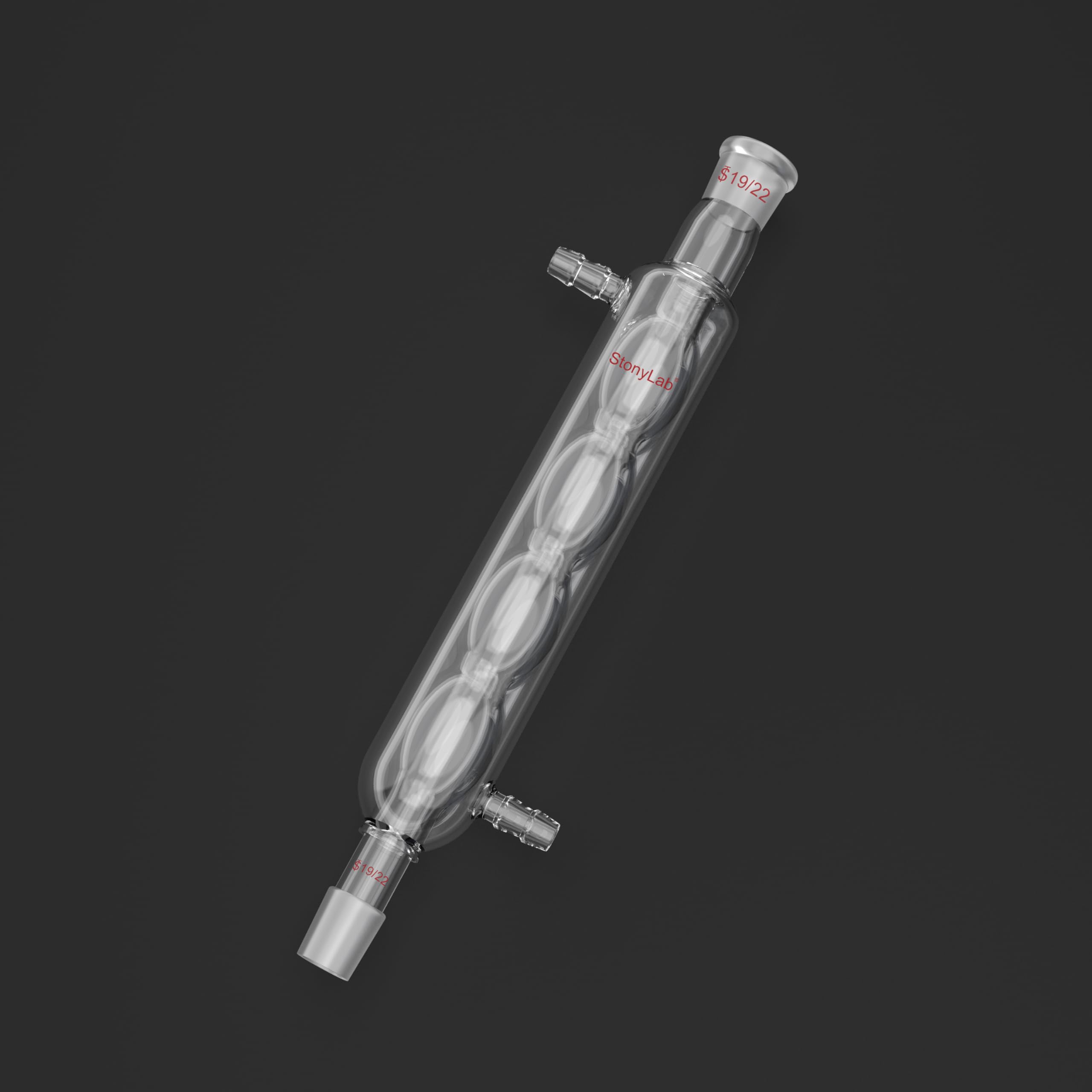 stonylab Condensatore Allihn con Giunti 19/22, Condensatore da Laboratorio in Vetro Borosilicato per Distillazione, Riflusso, Esperimenti di Chimica, Lunghezza Camicia a Spirale 200 mm