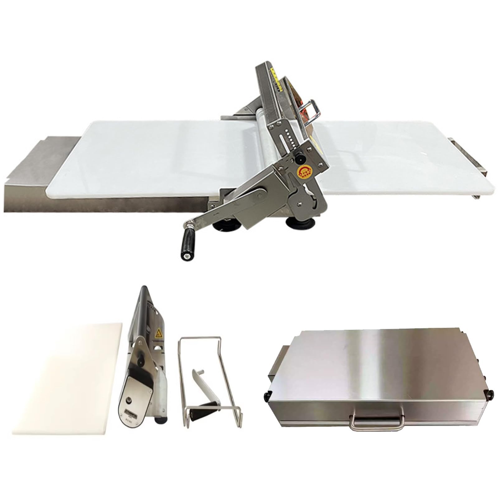 Laminadora de masa plegable manual, rodillo de masa de acero inoxidable, 55 grosores ajustables, grado comercial para pizza, cruasanes, pastelería y fondant
