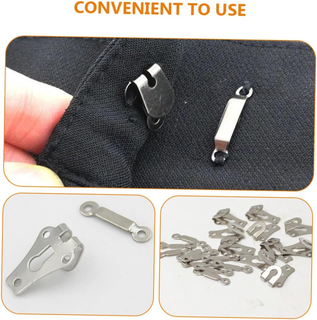 STOBOK 120sets Clothes Hanger Connector Hooks Sewing Hook and Eye Set Metal Buttons Pant Clothing Fixing Tool