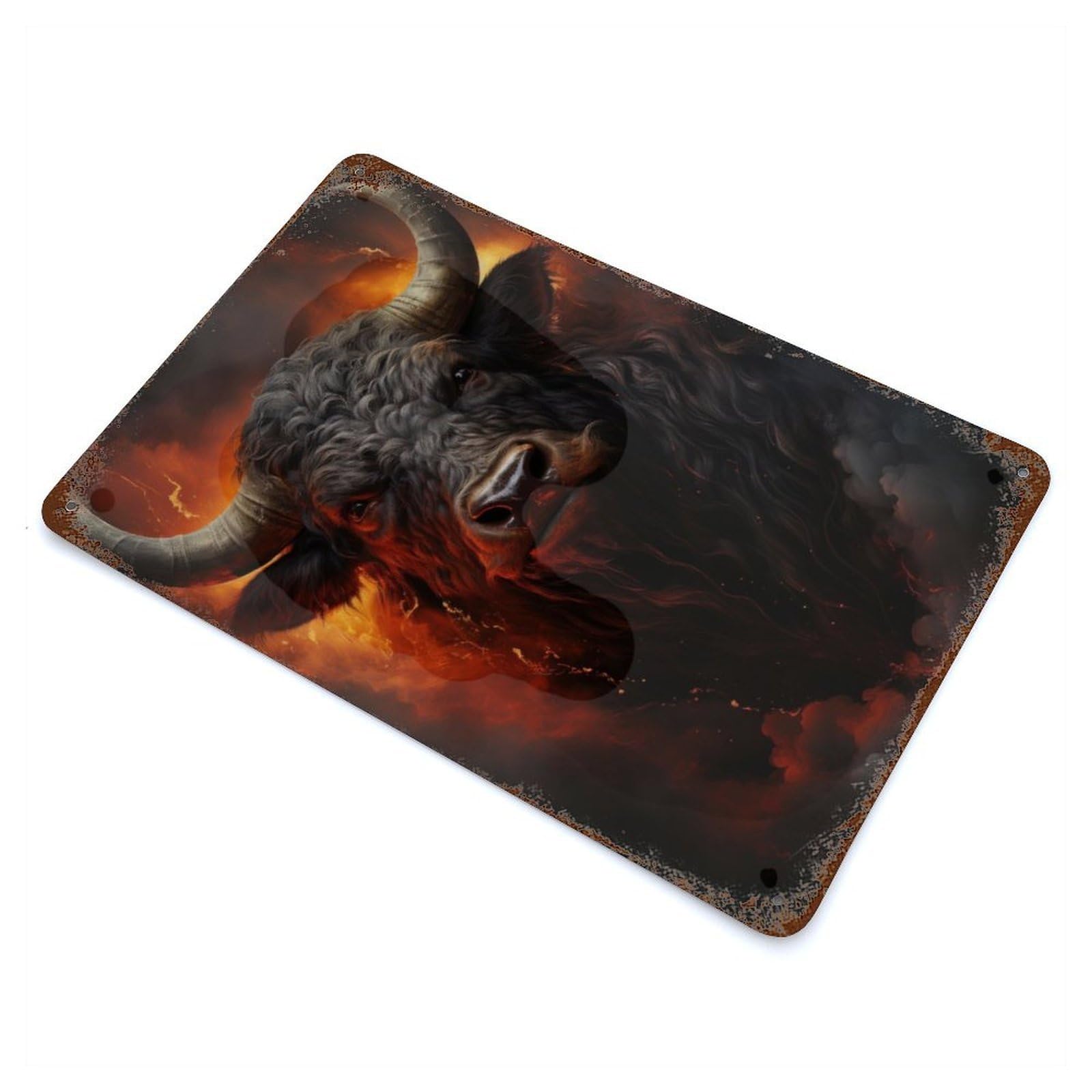 Angry Bull Vintage Metal Tin Sign 11.8"x7.9", Farmhouse Wall Decor for Living Room, Hallway And Home Decor