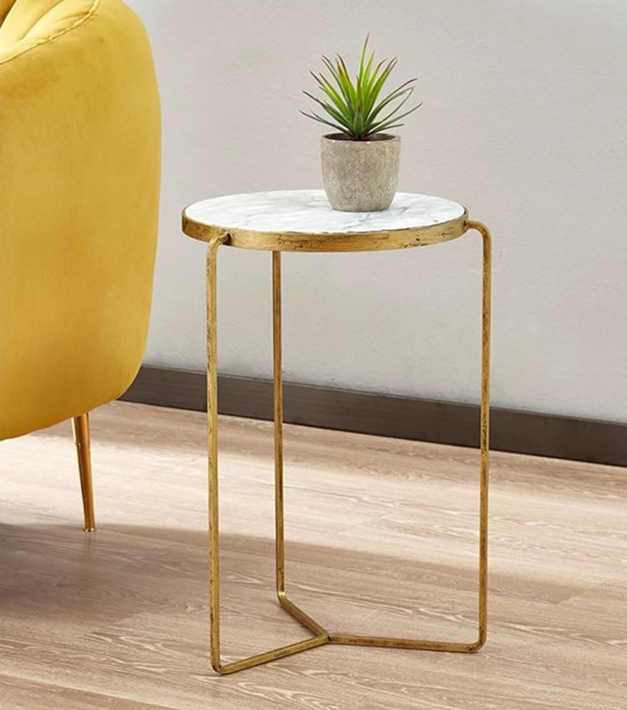 Table Basse Comptoir en marbre Rural de Style américain, Table à Bord Circulaire, Table d'angle de canapé, Meubles créatifs, Petite Table Basse