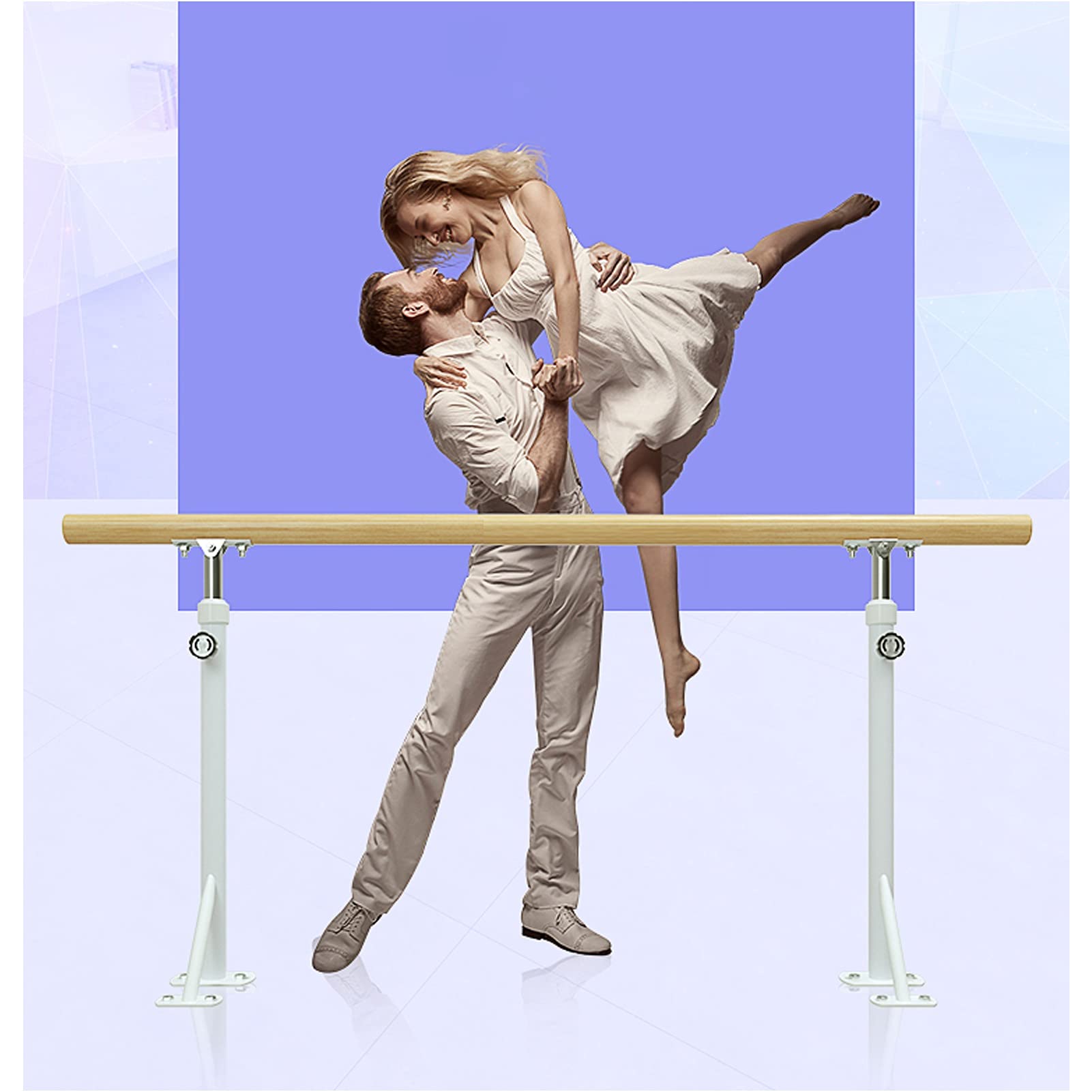 Ballet Barre, Height Adjustable Barre Pole with Non-Slip Feet, Freestanding Dance Exercise Equipment for Home and Studio