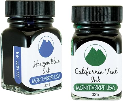 Monteverde 60ml Core Fountain Pen Ink Bottle 30ml Horizon Blue Ink Bottle G309HB, 30ml California Teal Ink Bottle G309CT