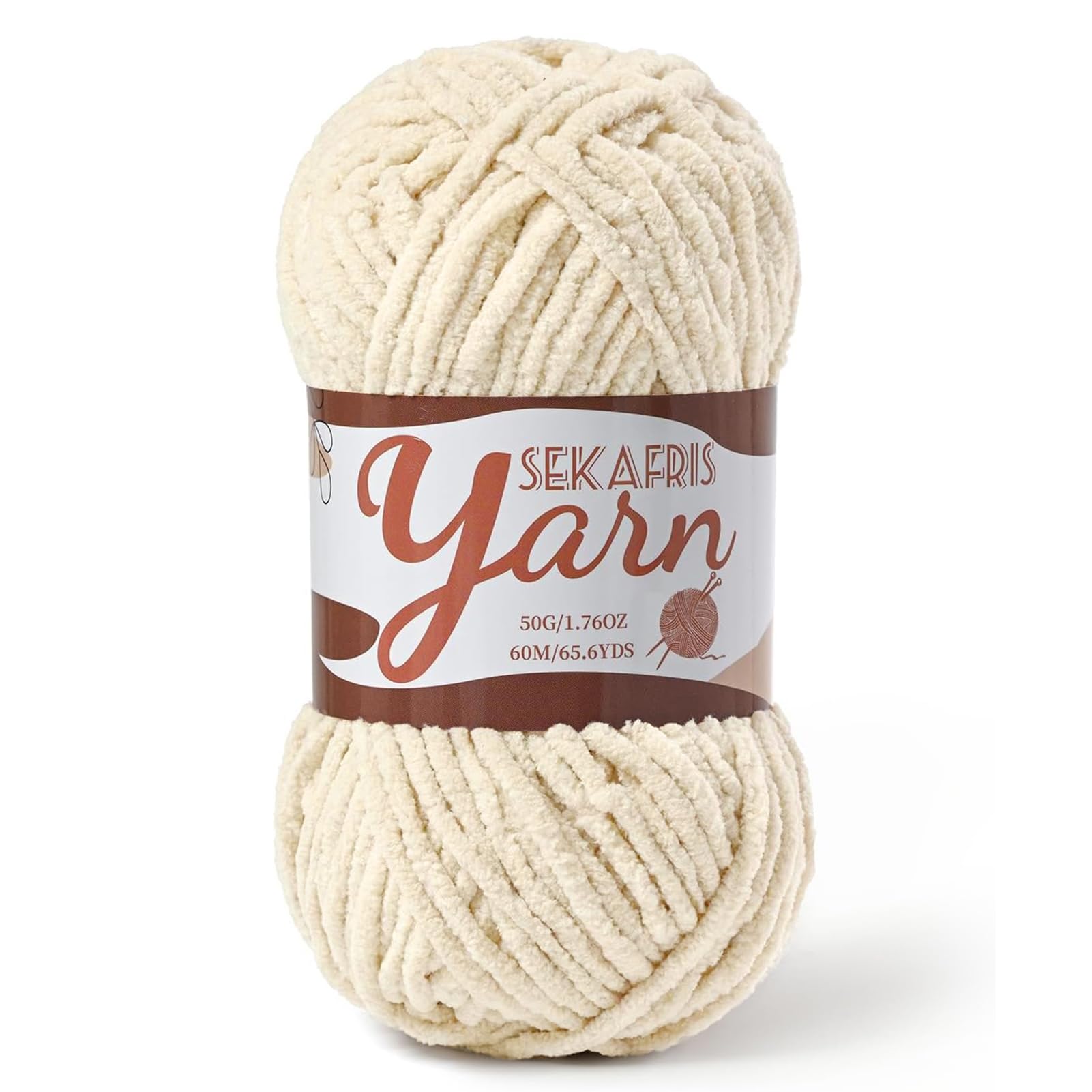 Chenille Yarn for Crocheting Plush Blanket Crochet Yarn Beige