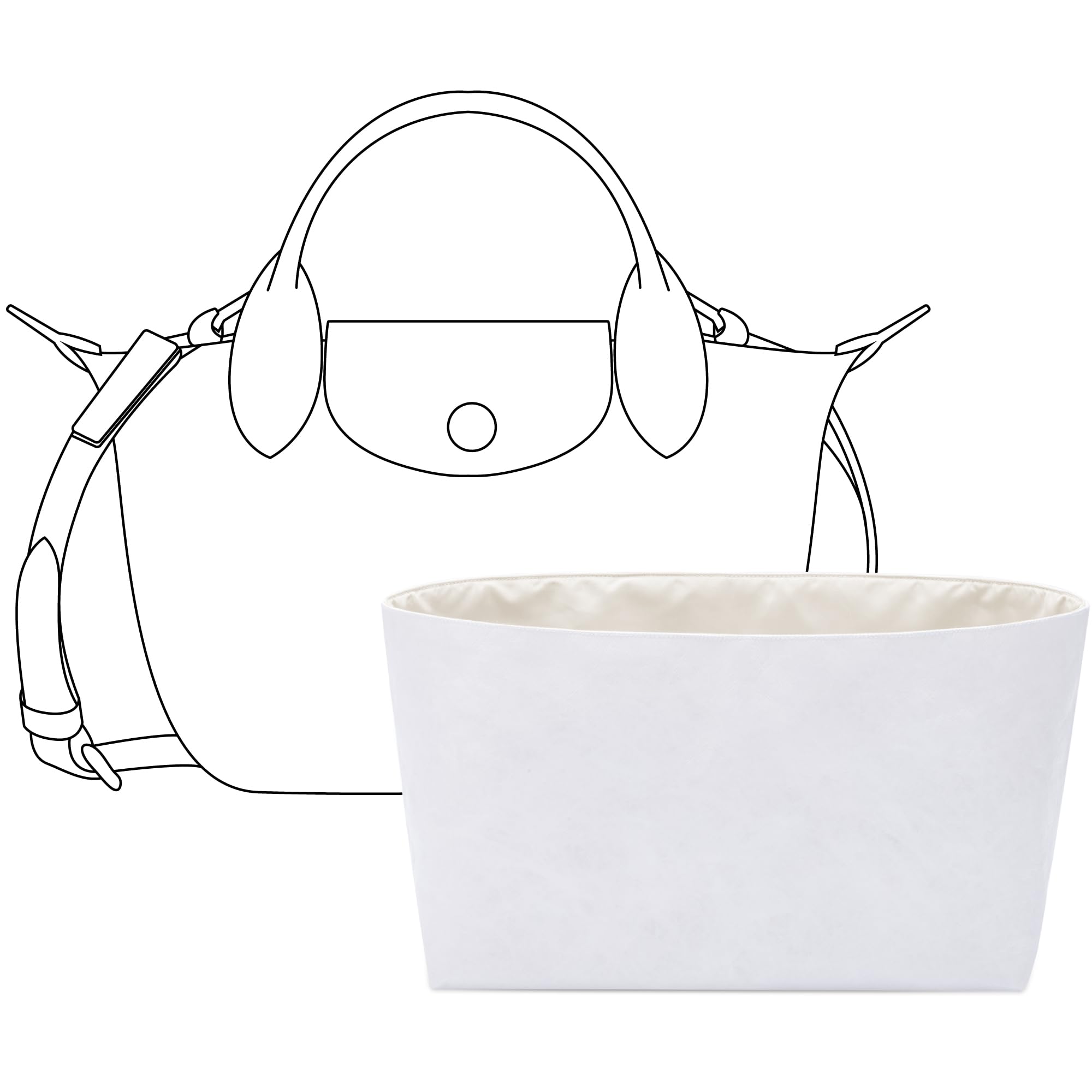 FANJI Project Tote Bag Organizer Insert for Long Champ Le panier pliage mini handbag, Custom Fit Inside Premium Craie Lightweight WaterResistant Purse Insert