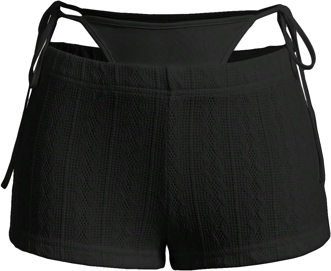 Verdusa Women's Cut Out Tie Side Booty Hot Shorts Skinny Elastic Waist