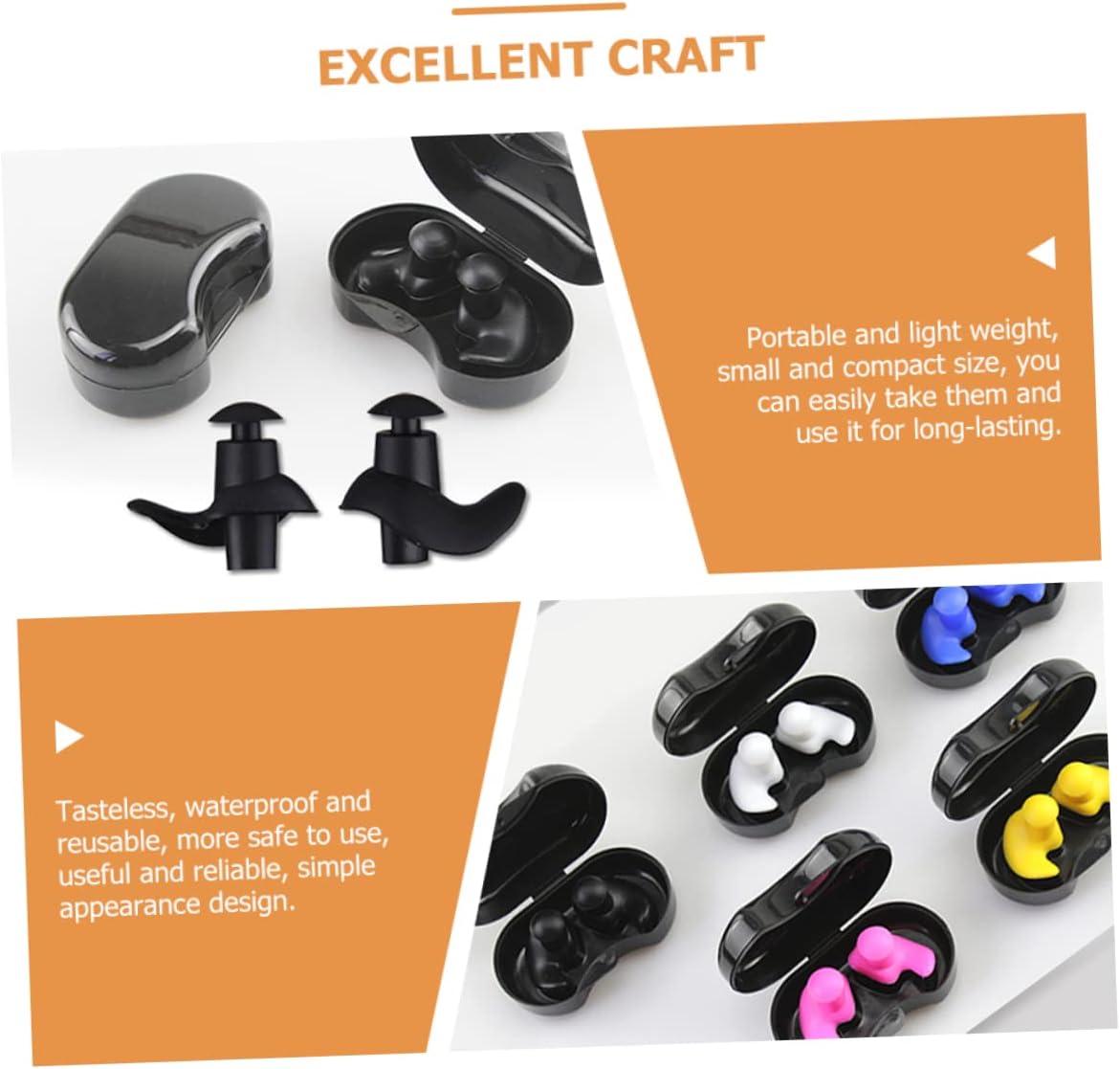 4pairs Swimming Ear Plugs Adult Boy Girl Silicone Ear Plugs for Comfortable Fit Reusable Portable Design for Swimming Activities