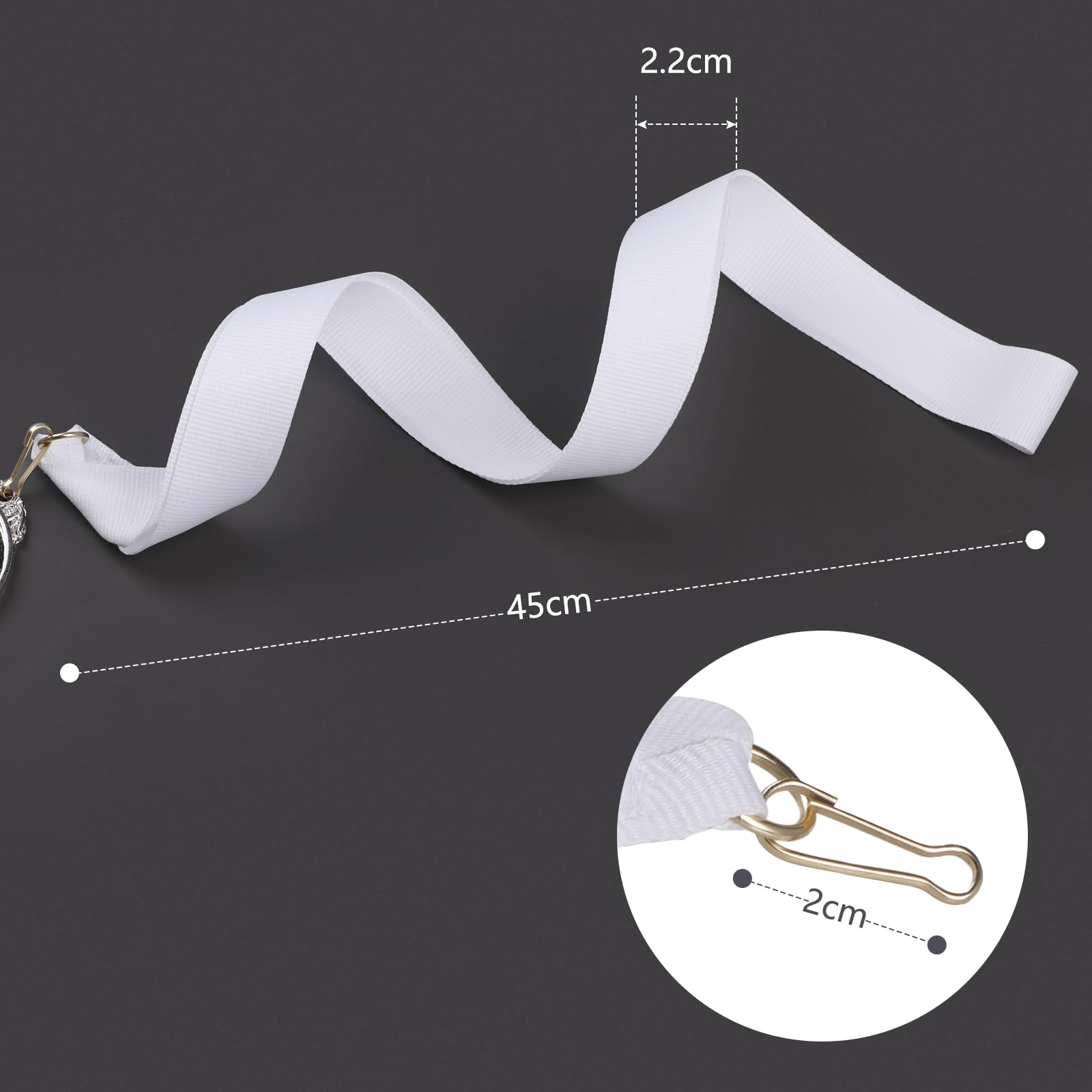 GeeRic 30 Piezas Cinta de Cuello para Medallas,Cintas para Medallas Cordones Medallas Rayas Cintas para Competiciones Reuniones Deportivas Fiesta（Blanco）