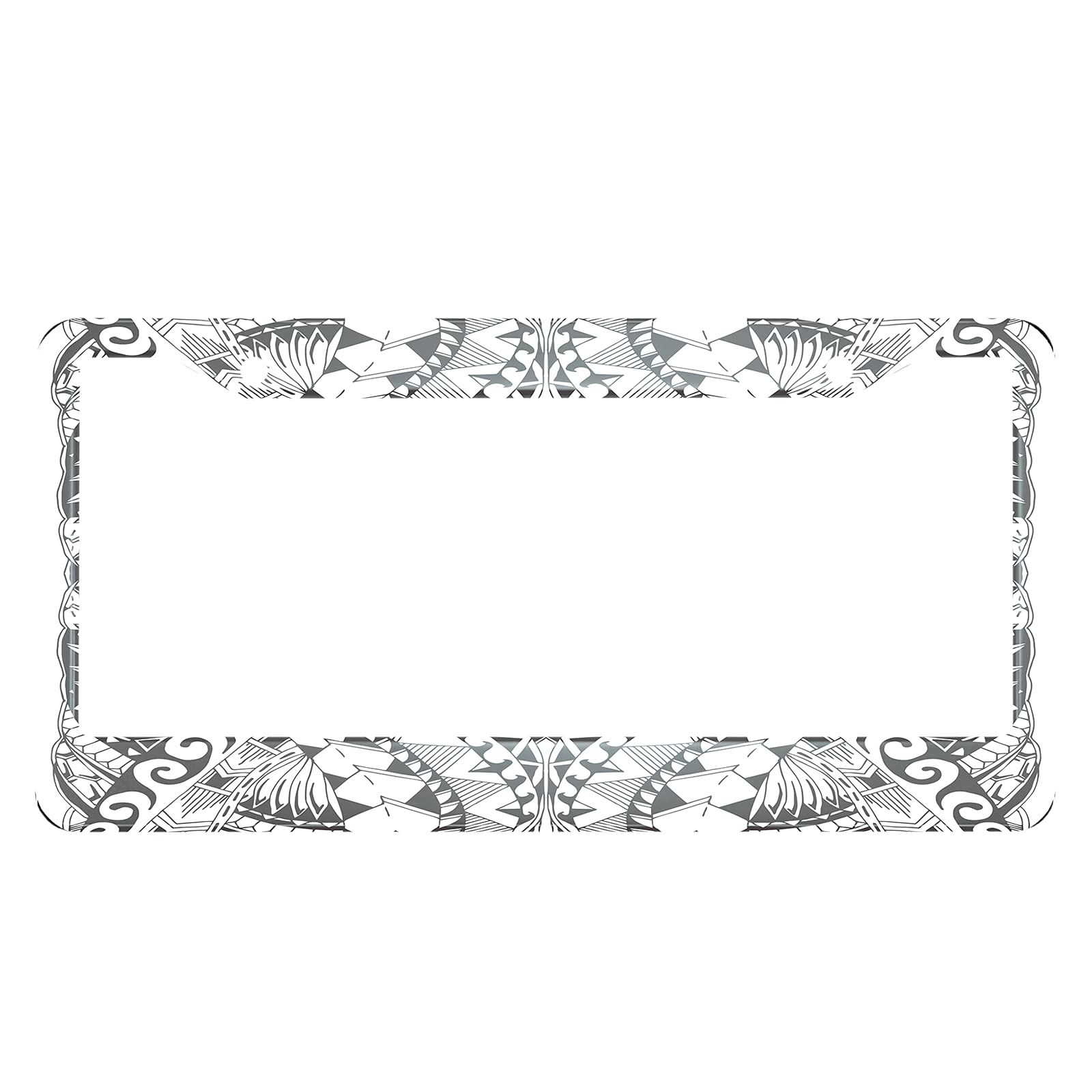 SwonoSwono Ethnic License Plate Frame Ethnic Samoa Maori Style Black and White License Plate Cover Aluminum Metal License Plate Holder Frame for Women Men Auto Decoration for US Car/Truck