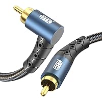 Vista 1 de EMK Cable de subwoofer RCA de 90 grados, cable de audio RCA a RCA, de nailon chapado en oro de 24 quilates, trenzado de doble blindaje, analógico