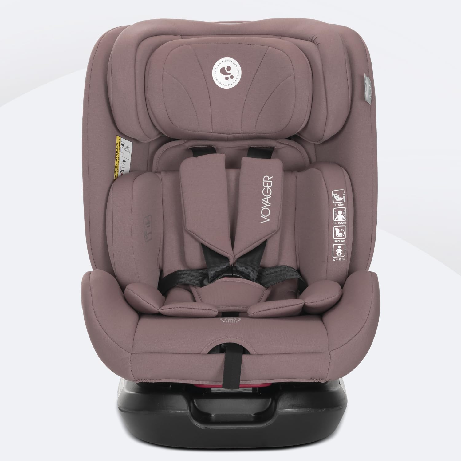Lorelli Mitwachsender Kindersitz [Ohne Isofix] i-Size 40-150cm, Baby Autositz Voyager, Gruppe 0+/1/2/3, Autokindersitz ab Geburt bis 12 Jahre, 0-36 kg, Auto Babysitz ab Geburt, 5-Punkt-Gurt, Rosa