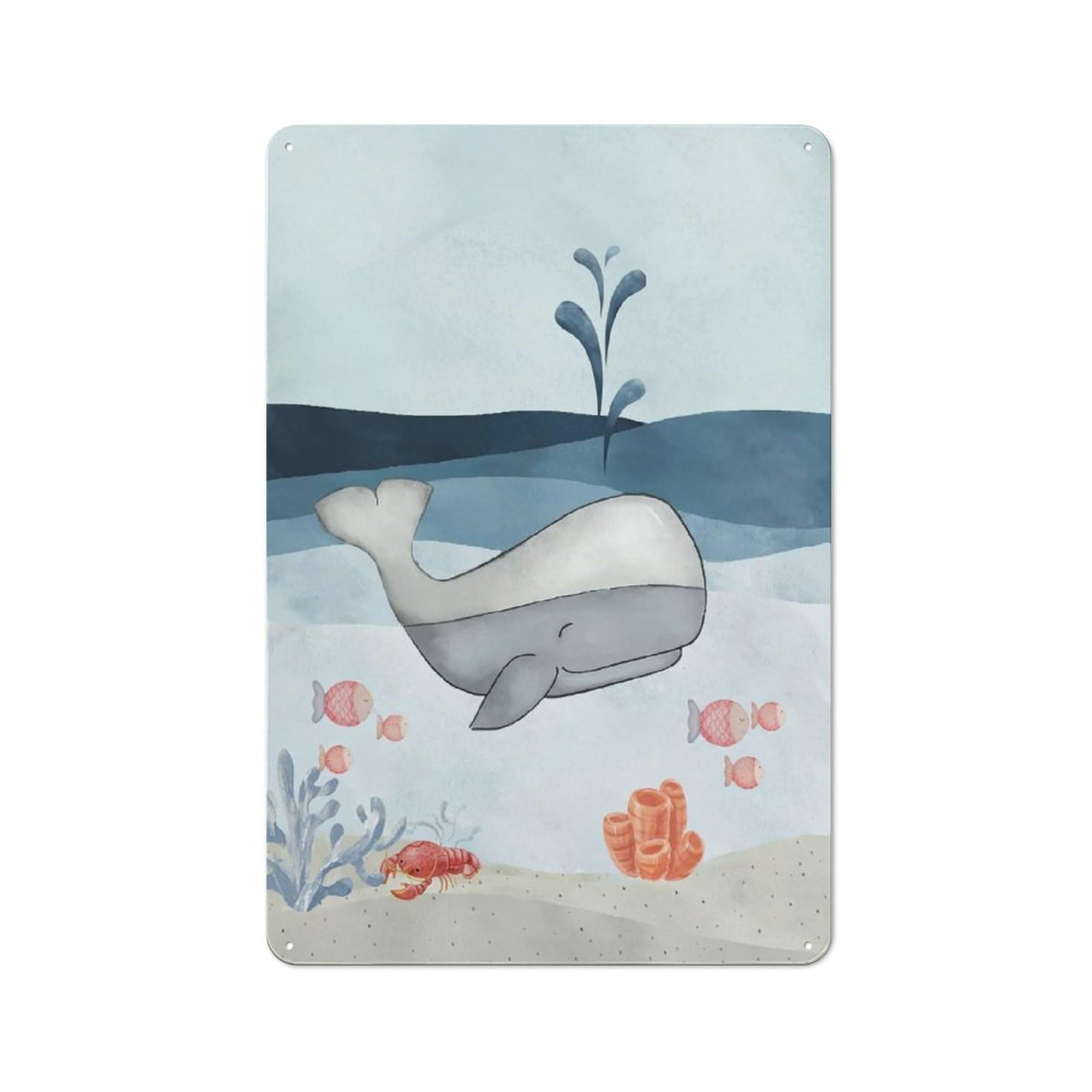 Junmoney Whale Sea Nursery Metal Plaque 30X20cm With For Pub Or Café, Retro Decor, For Pub Decor Enthusiasts Refreshing A Room In Autumn
