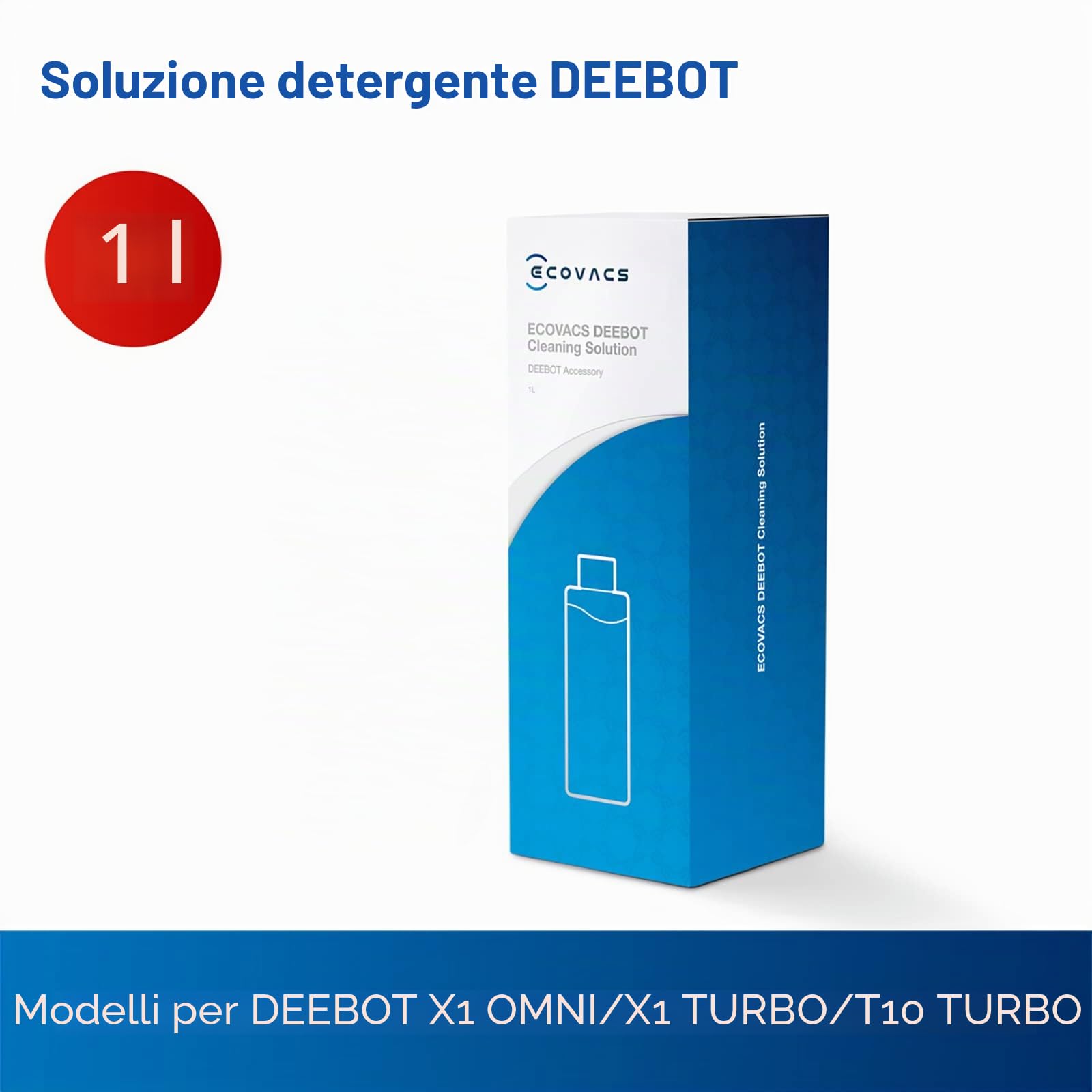 ECOVACS Soluzione detergente 1L per Robot Aspirapolvere Lavapavimenti della DEEBOT X1/X2/X5/X8/X9/X11/T10/T20/T30/T50/T80/N20/N30/MINI, accessorio originale