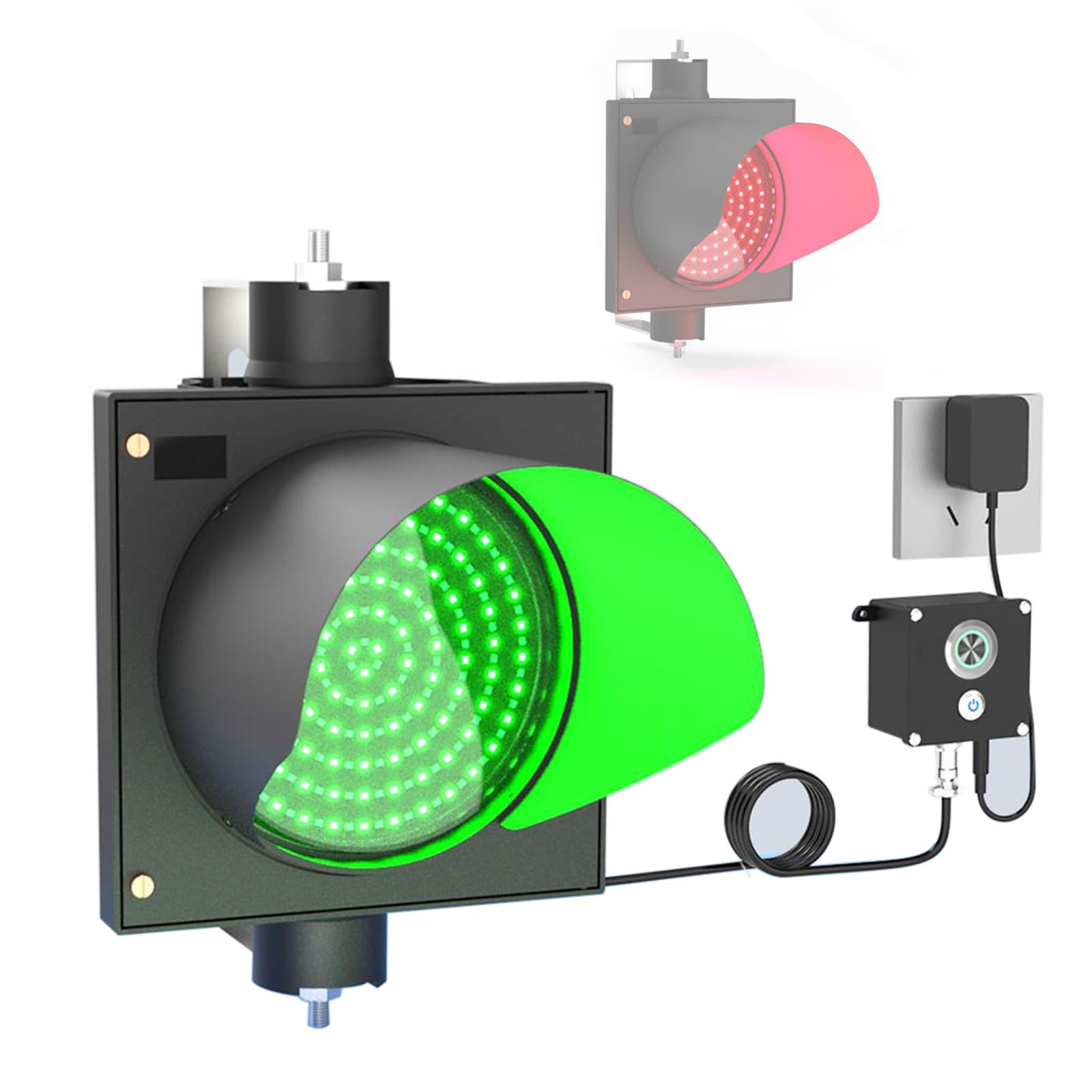 Lampa Ścienna z Sygnalizacją Świetlną, Czerwona/Zielona, ​​2 w 1, Światło Sygnalizacji Świetlnej, AC100-240 V, Oświetlenie Przemysłowe do Rampy Załadunkowej, Plug and Play, Sterowanie Przycis