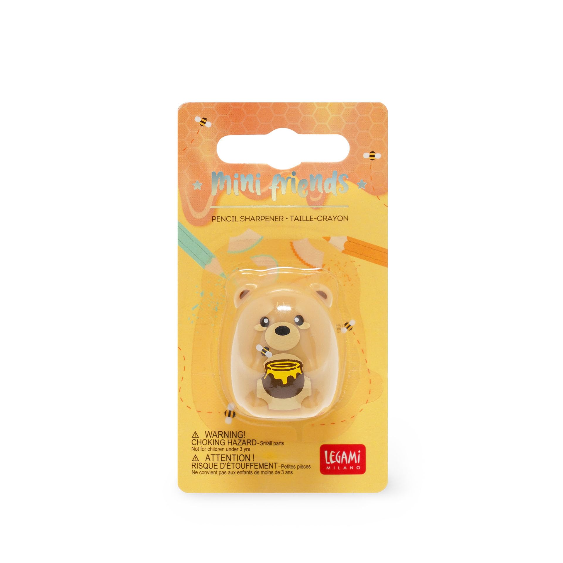 Legami - Temperino Matita - Mini Friends, Temperamatite Ideale per Bambini, Facile da Impugnare, Tempera Matite e Pastelli, Cancelleria Scuola e Ufficio, Dimensioni 3 x 4,5 x 2 cm, Tema Teddy Bear