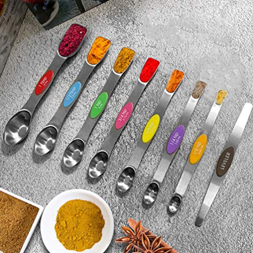 Conjunto de 8 colheres medidoras YARNOW de aço inoxidável de dupla face, colheres de medição para co