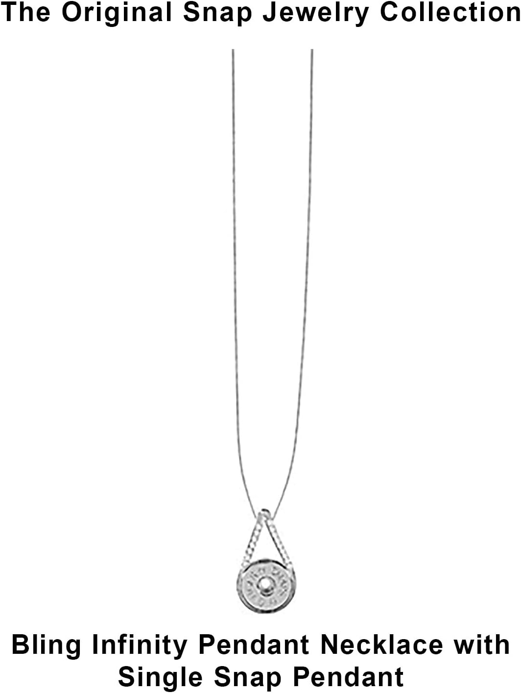 Ginger Snaps Bling Infinity Pendant Necklace | Interchangeable & Adjustable Snap Jewelry Collection | Button Charms for Necklaces, Bracelets & Rings | Standard Size | SN95-55