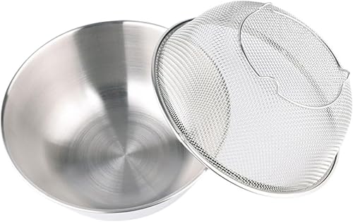 NOLITOY Cesta de drenaje de acero inoxidable, cesta de drenaje de metal, ensalada de verduras, cuenco de plástico para fregadero, filtro de