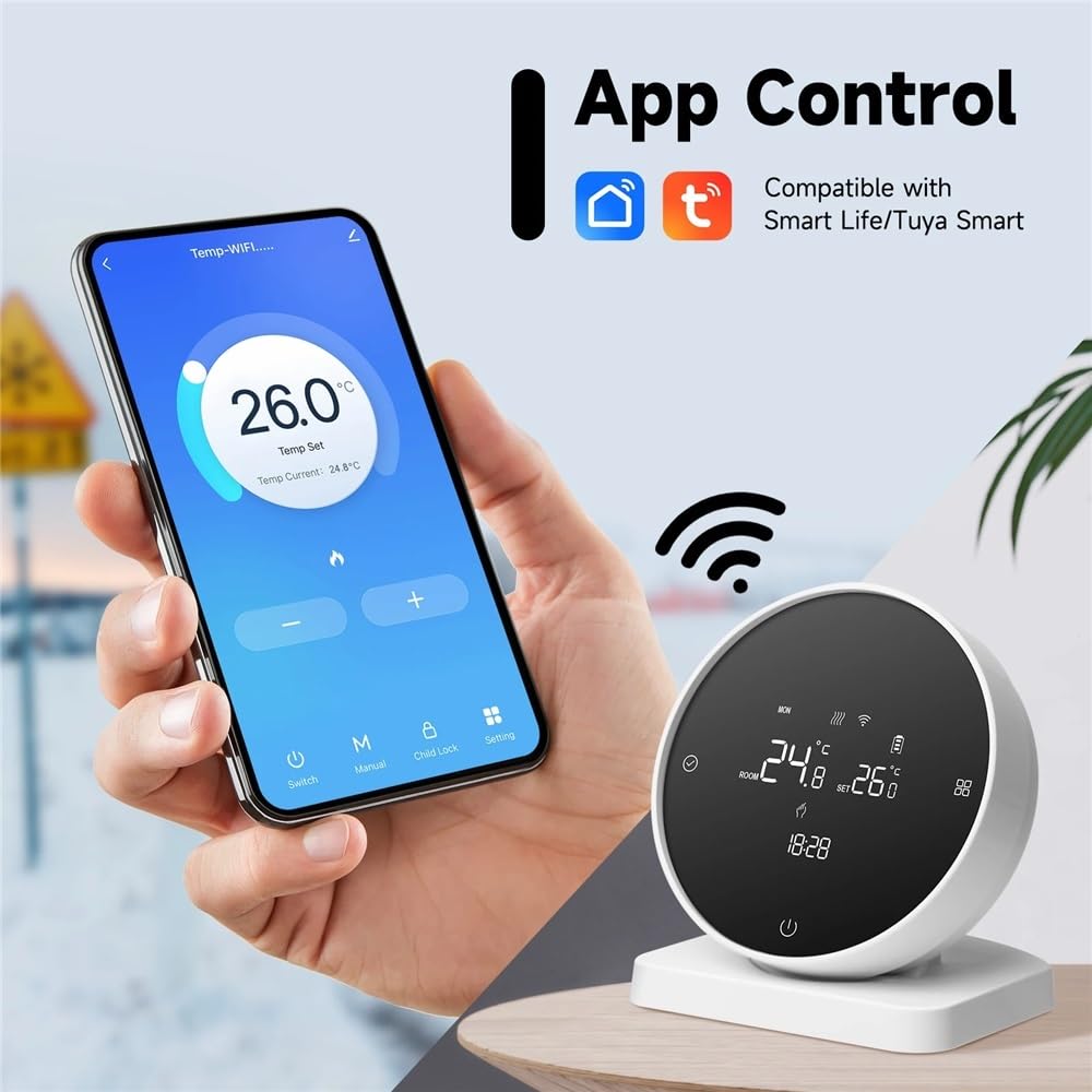 Bezprzewodowy termostat Wi-Fi do ogrzewania kotła gazowego Tuya Battrery RF regulator temperatury Alice Google Home(BOT-R7B-X-WIFI)