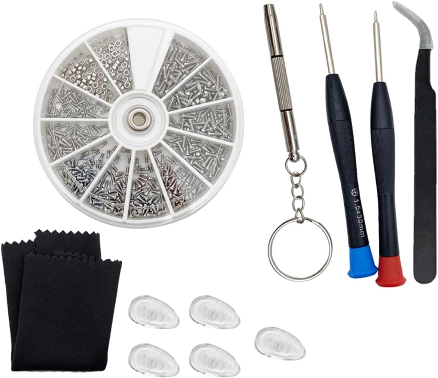 Eyeglass Repair Kit, Tweezer, Glasses Repair Kit with 1000 Pcs Small