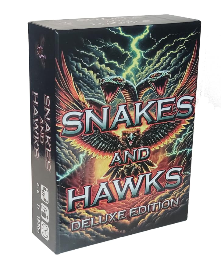 Snakes and Hawks Card Game Deluxe Edition, Strategic Trick-Taking Family Card Game with Score Boards, 2-6 Players with Rotating Partner System