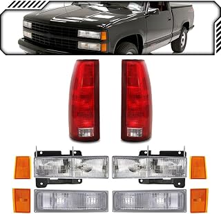 EPIC LIGHTING Replacement Spec Headlight Tail Signal Side Marker Light Set Compatible with Chevrolet 90-93 C/K Truck Composite [ 10-Piece Combo ]